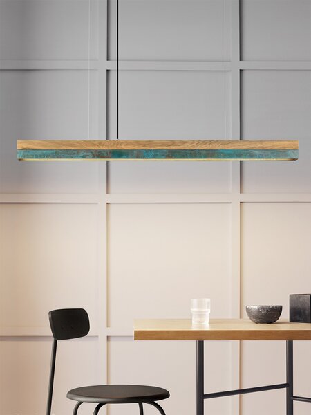 Lineární svítidlo Gant C2 2700K, d. 92cm, oxidovaná měď Barva el. vedení: Grafitová šedá, Povrch - materiál: Dubové dřevo, Délka kabelu: 1,8 m