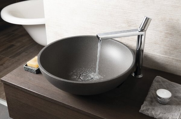 Sapho - Umyvadlo na desku TURF pr. 44 cm beton/černý granit