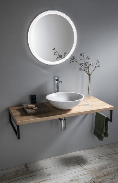 Sapho - Umyvadlo na desku BLOK pr. 42 cm kámen/carrara/matná bílá
