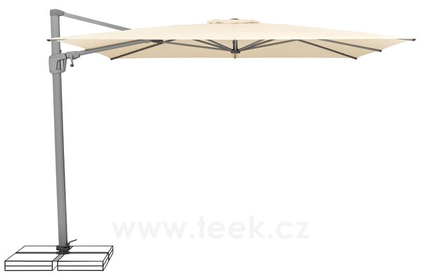 Suncomfort Boční slunečník Sunflex, Suncomfort, čtvercový, potah natur (ecru), rám světle šedý, 300x300 cm