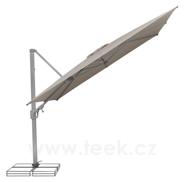 Suncomfort Boční slunečník Sunflex, Suncomfort, čtvercový, potah natur (ecru), rám světle šedý, 300x300 cm