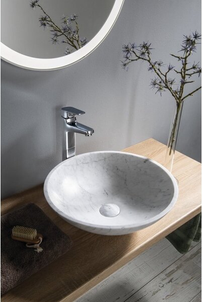 Sapho - Umyvadlo na desku BLOK pr. 42 cm kámen/carrara/matná bílá