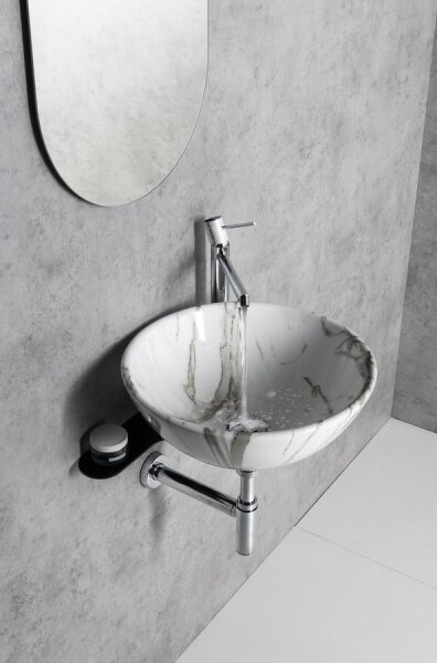 Sapho - Umyvadlo na desku DALMA pr. 42 cm keramika/carrara/bílá