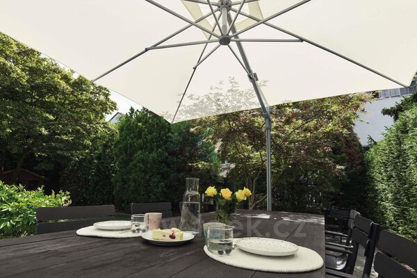Suncomfort Boční slunečník Sunflex, Suncomfort, čtvercový, potah natur (ecru), rám světle šedý, 300x300 cm