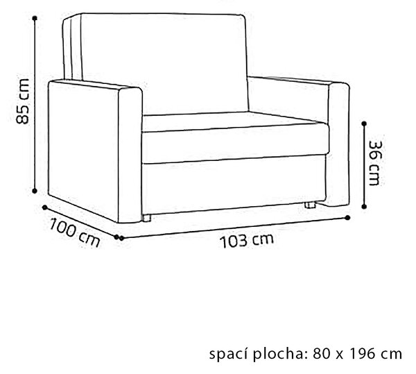 Pohovka VIVA I BIS | 103 cm | rozkládací + úložný prostor | VÝBĚR TKANIN