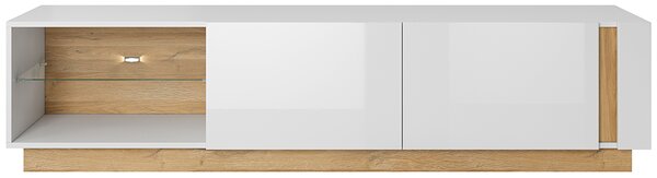 ARCO | TV stolek RTV 187 | 187,5 cm | PUSH OPEN | bílá mat/lesk/dub grandson