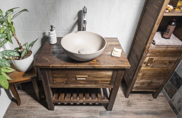 Sapho - Umyvadlo na desku FORMIGO pr. 39 cm beton/písková