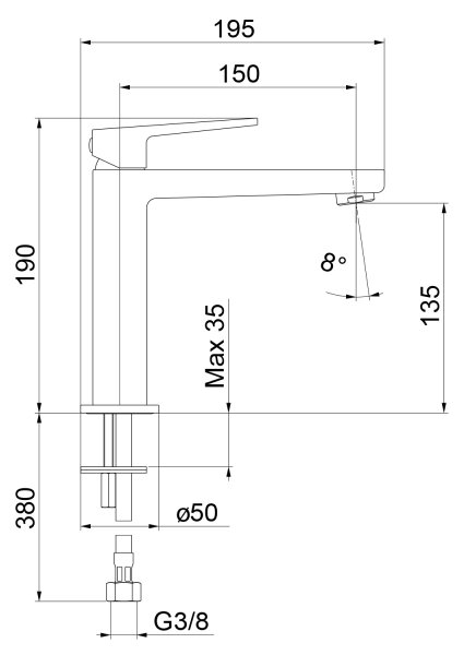 Sapho - Umyvadlová baterie TURSI 19 cm matná černá