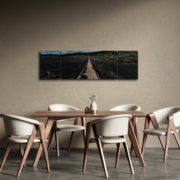 Obraz dřevěné cesty za soumraku (170x50 cm)