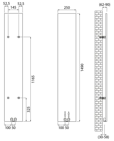 Sapho Sapho, SMARTELLA topné těleso 250x1490mm, černá mat, MI1429