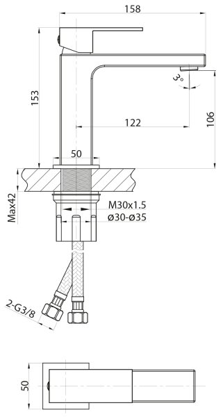 Sapho - Umyvadlová baterie CUBEMIX 15 cm matná zlatá