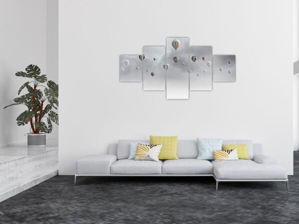 Obraz - Balóny nad cihlovou zdí (125x70 cm)