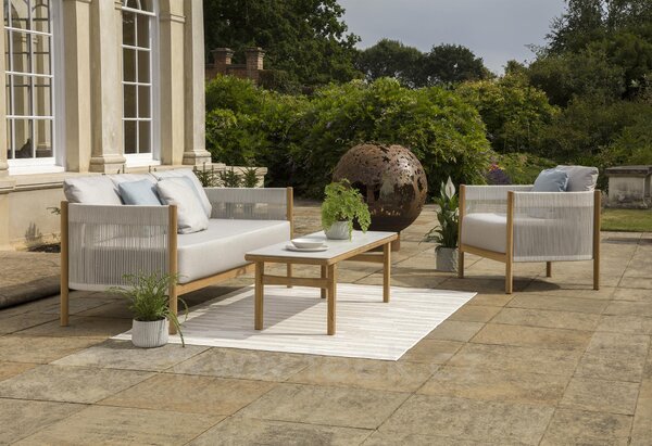 Barlow Tyrie Pohovka 3-místná Cocoon, Barlow Tyrie, 188x84x72 cm, rám teak, výplet lanko barva chalk, venkovní látka Sunbrella Standard barva dle vzorníku
