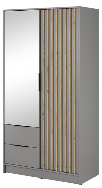 Šatní skříň NELLY 2D se zrcadlem | 105 cm | šedá