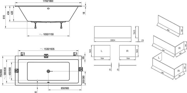 Ravak C691300000 - Vana FORMY 170x75 cm akrylát/bílá