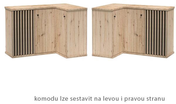 CALI | komoda rohová C-12 s policemi + NOHY | 81,9x122,6 cm | artisan
