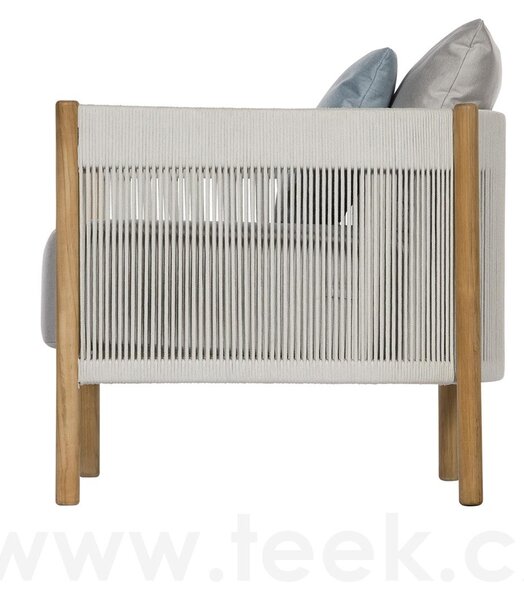 Barlow Tyrie Nízké křeslo Cocoon, Barlow Tyrie, 84x84x72 cm, rám teak, výplet lanko barva chalk, venkovní látka Sunbrella Standard barva dle vzorníku