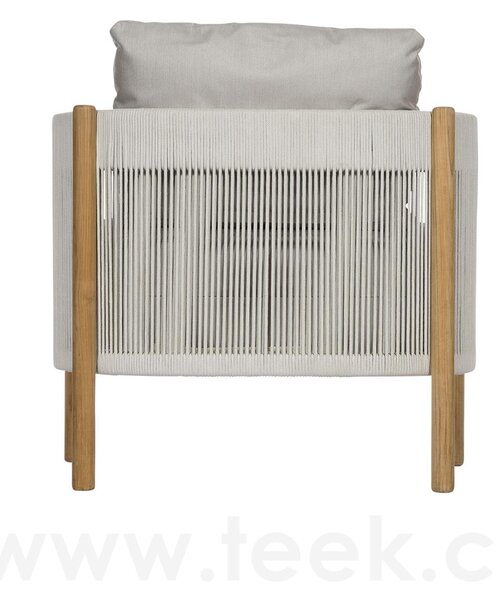 Barlow Tyrie Nízké křeslo Cocoon, Barlow Tyrie, 84x84x72 cm, rám teak, výplet lanko barva chalk, venkovní látka Sunbrella Standard barva dle vzorníku