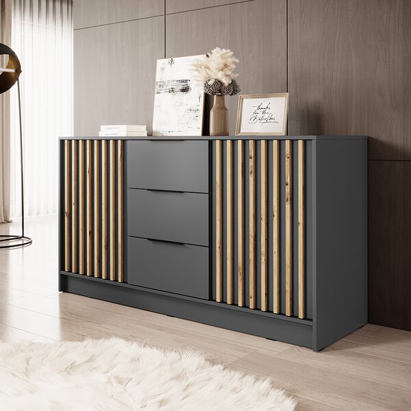 Komoda NELLY 3D | 155 cm | grafit