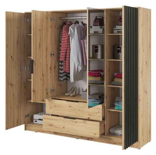 Šatní skříň NELLY 4D se zrcadlem | 206 cm | artisan