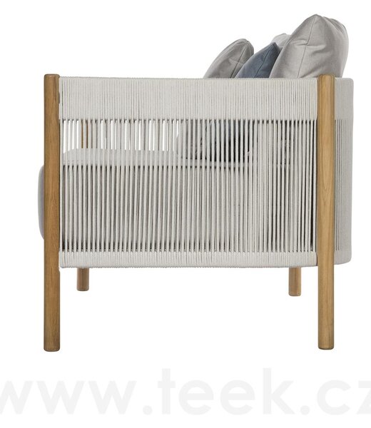 Barlow Tyrie Nízké křeslo Cocoon, Barlow Tyrie, 84x84x72 cm, rám teak, výplet lanko barva chalk, venkovní látka Sunbrella Standard barva dle vzorníku