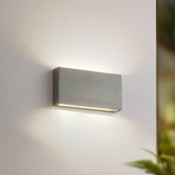 Lindby LED venkovní nástěnné svítidlo Jarte, stříbrná, kov, 17 cm, IP54, Chrom / stříbro, Hliník, Moderní
