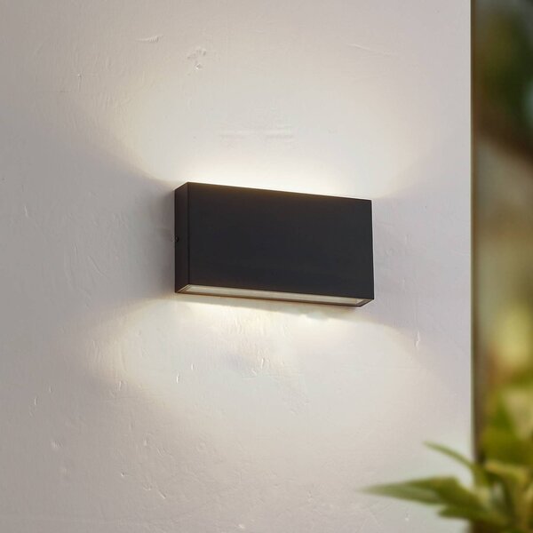 Lindby LED venkovní nástěnné svítidlo Jarte, černá, kov, 17 cm, IP54, Černá, Hliník, Moderní