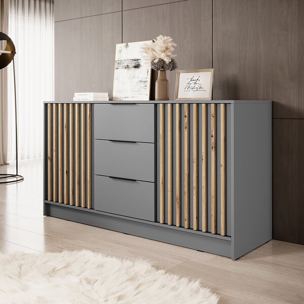 Komoda NELLY 3D | 155 cm | šedá