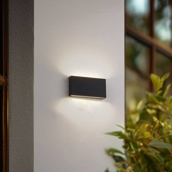Lindby LED venkovní nástěnné svítidlo Jarte, černá, kov, 17 cm, IP54, Černá, Hliník, Moderní