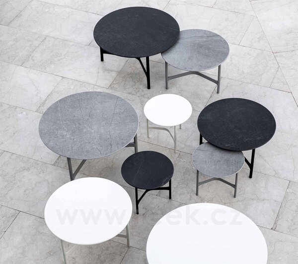 Cane-line Rám pro konferenční stolek Twist, Cane-line, kulatý 90x44 cm, hliník barva light grey, bez desky