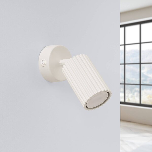 SOLLUX LIGHTING Nástěnné bodové svítidlo carbon, béžové, projekce 16 cm, vypínač, hliník, Krémová / jantar, Obývací pokoj / jídelna, Hliník, Moderní
