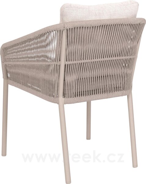 Stern Stohovatelné jídelní křeslo Jella, 62x65x88 cm, rám lakovaný hliník šedobéžový (greige), lankový výplet greige, venkovní látka Vanilla