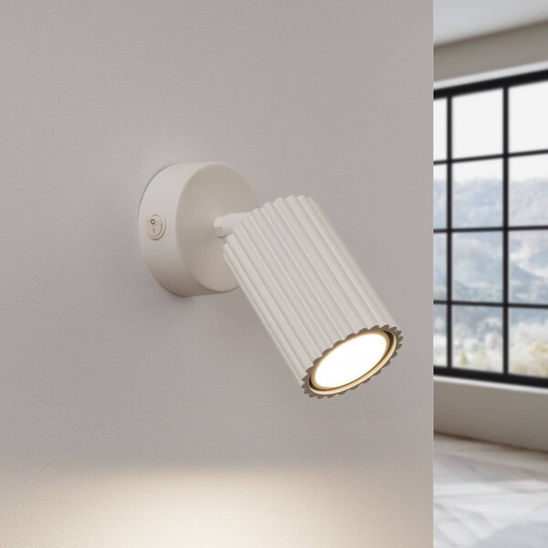 SOLLUX LIGHTING Nástěnné bodové svítidlo carbon, béžové, projekce 16 cm, vypínač, hliník, Krémová / jantar, Obývací pokoj / jídelna, Hliník, Moderní