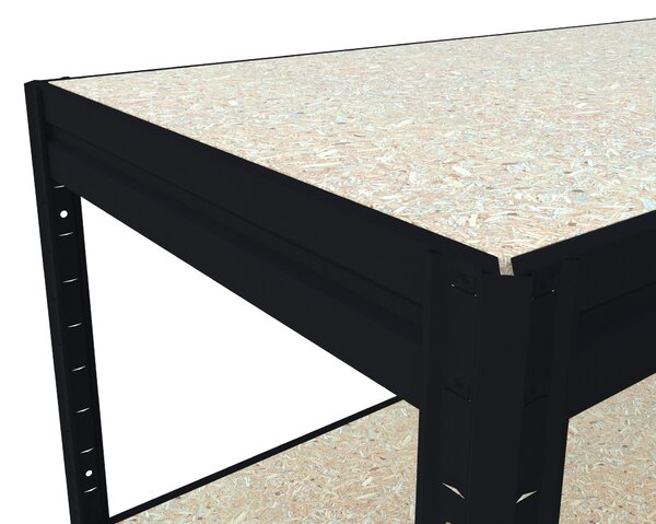 Velký policový regál Biedrax 60 x 160 x 180 cm, černý, 5 polic OSB 10mm, nosnost 400 kg na polici