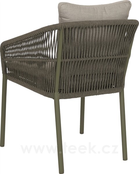 Stern Stohovatelné jídelní křeslo Jella, Stern, 62x65x88 cm, rám lakovaný hliník olive, lankový výplet olive, venkovní látka Sage