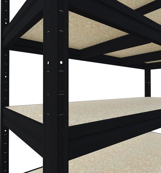 Velký policový regál Biedrax 60 x 160 x 180 cm, černý, 5 polic OSB 10mm, nosnost 400 kg na polici