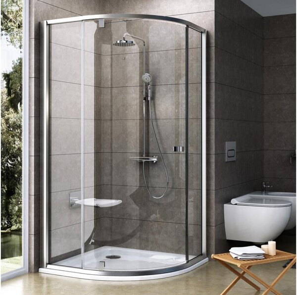 Ravak 37677U00Z1 - Sprchový kout třídílný čtvrtkruhový PIVOT 90x90 cm satin