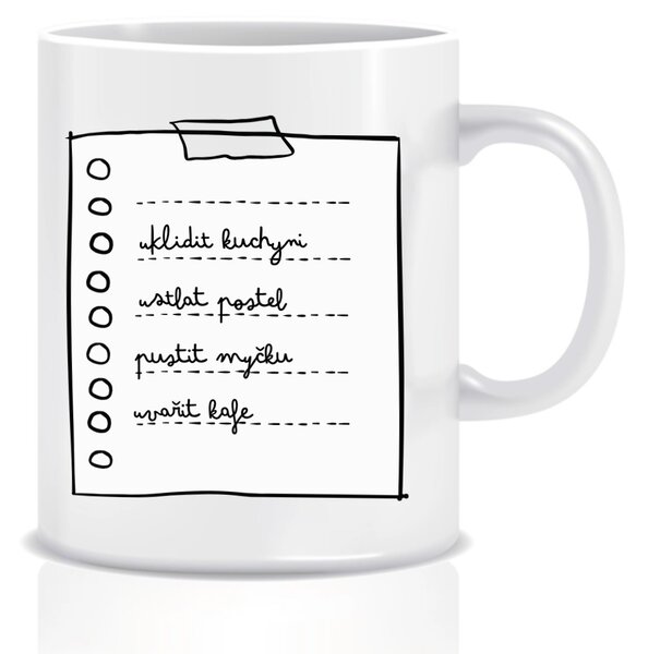 Personalizovaný klasický bílý keramický hrníček 300 ml - TO DO LIST