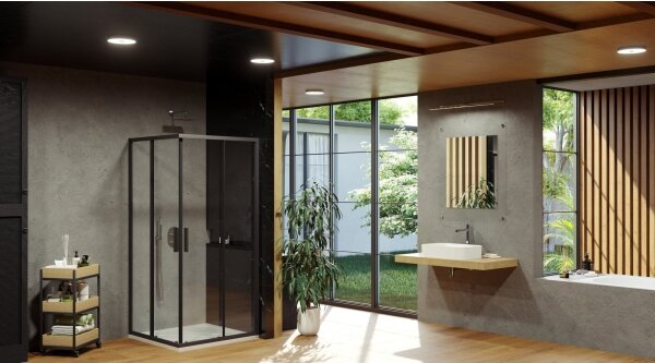 Ravak X1LM70300Z1 - Sprchový kout čtyřdílný rohový BLIX SLIM 90x90 cm černá