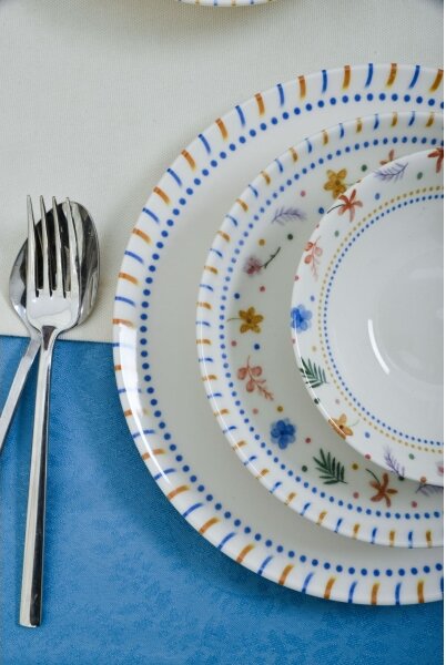 Jídelní sada 18 ks pestrobarevná/porcelán