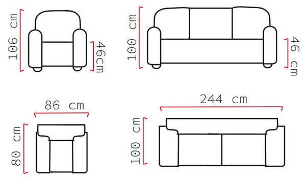 Sedací sestava PANAMA 3+1+1 | rozkládací + úložný prostor | VÝBĚR TKANIN