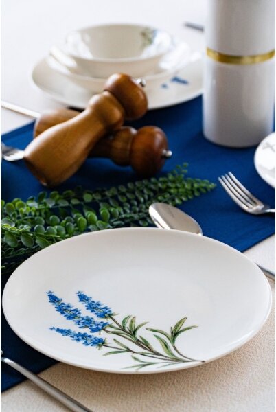 Jídelní sada 18 ks bílá/modrá/zelená/porcelán