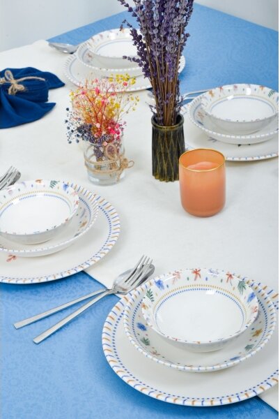 Jídelní sada 18 ks pestrobarevná/porcelán