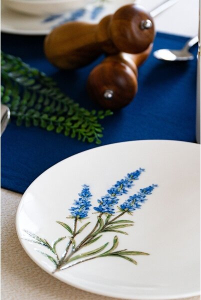 Jídelní sada 18 ks bílá/modrá/zelená/porcelán