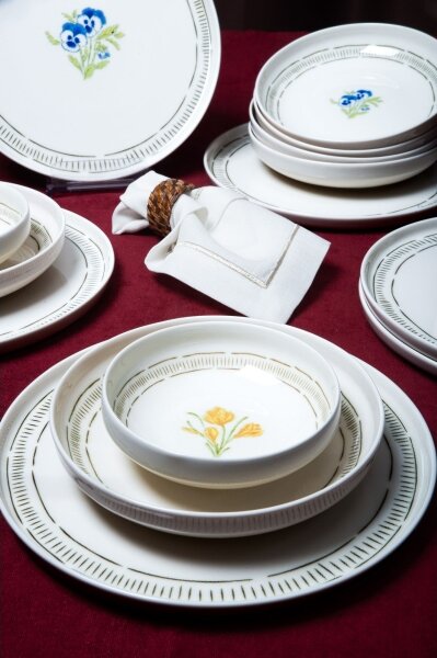Jídelní sada 18 ks bílá/pestrobarevná/porcelán