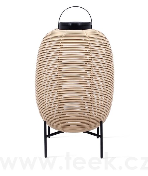 Vincent Sheppard Venkovní solární LED lampa Tika s ocelovou černou podnoží, Vincent Sheppard, Ø47x69 cm, umělý ratan barva black