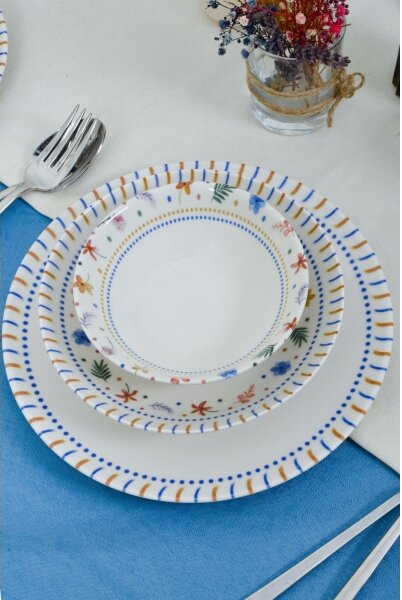 Jídelní sada 18 ks pestrobarevná/porcelán