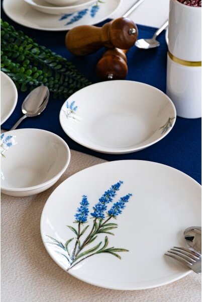 Jídelní sada 18 ks bílá/modrá/zelená/porcelán
