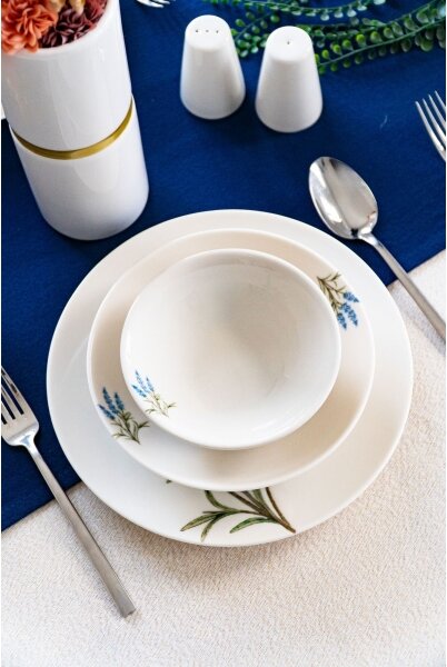 Jídelní sada 18 ks bílá/modrá/zelená/porcelán