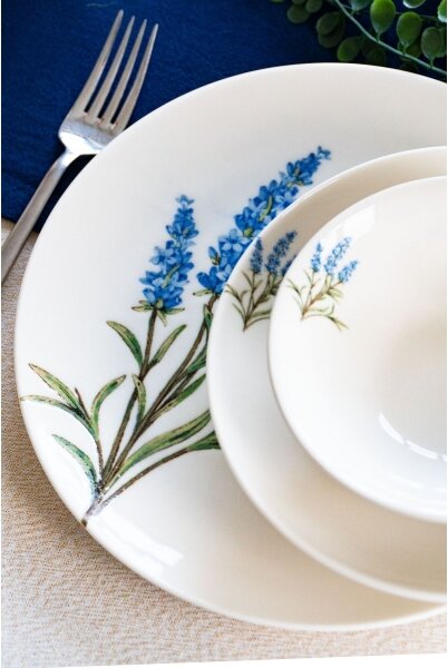 Jídelní sada 18 ks bílá/modrá/zelená/porcelán